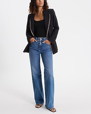 Chain Trim Long Slim Blazer