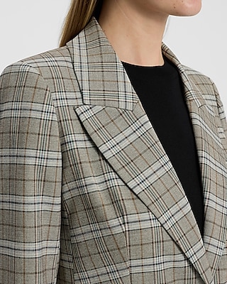 Plaid Long Slim Blazer