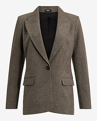 Mini Houndstooth Long Slim Blazer