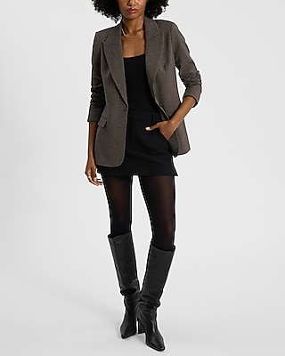 Mini Houndstooth Long Slim Blazer