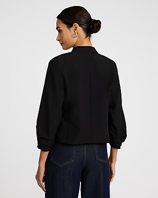Collarless Elbow Sleeve Blazer - image 2