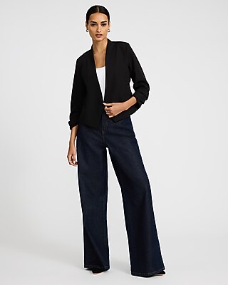 Collarless Elbow Sleeve Blazer - image 4