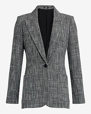 Plaid Long Slim Blazer