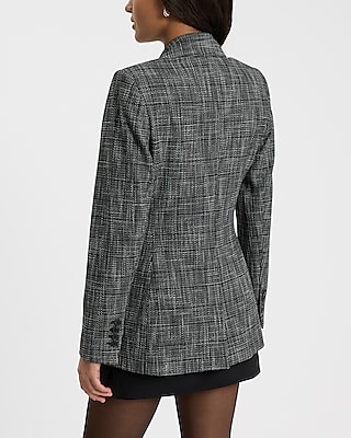 Plaid Long Slim Blazer