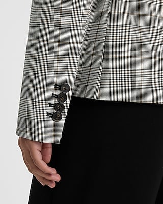 Editor Plaid Fitted One Button Blazer