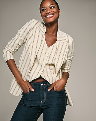 Striped Long Slim Blazer