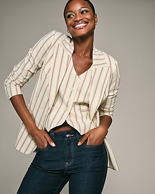 Striped Long Slim Blazer