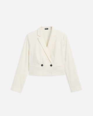 Double Breasted Contrast Button Cropped Blazer