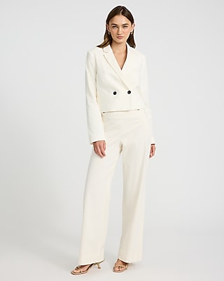 Double Breasted Contrast Button Cropped Blazer