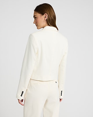 Double Breasted Contrast Button Cropped Blazer