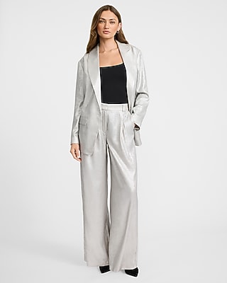 Metallic Silver Oversized Boyfriend Blazer - image 5