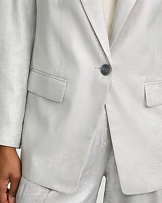 Metallic Silver Oversized Boyfriend Blazer - image 2
