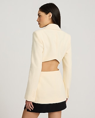 Textured Cutout Long Slim Blazer