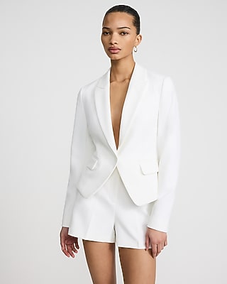 Cropped Fitted Cutaway Blazer in Studio Stretch Twill - thumbnail 5