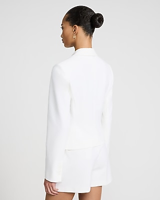 Cropped Fitted Cutaway Blazer in Studio Stretch Twill - thumbnail 6