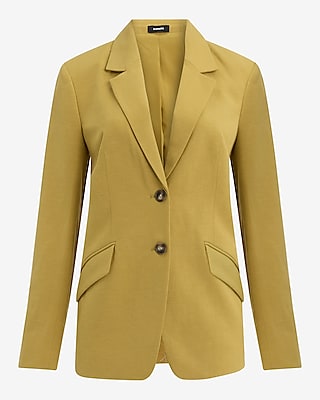 Linen-Blend Two Button Relaxed Blazer