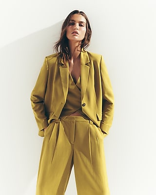 Linen-Blend Two Button Relaxed Blazer