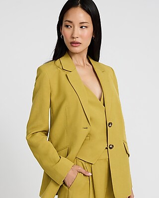 Linen-Blend Two Button Relaxed Blazer