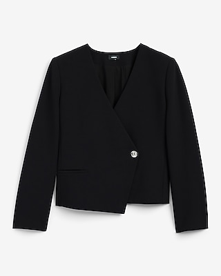 Studio Stretch Twill Collarless Asymmetrical Blazer - image 4