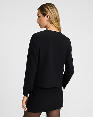 Studio Stretch Twill Collarless Asymmetrical Blazer - image 2