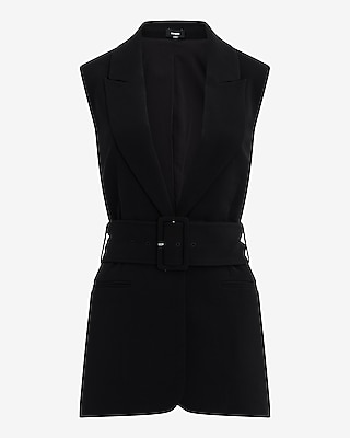 Long Belted Blazer Vest