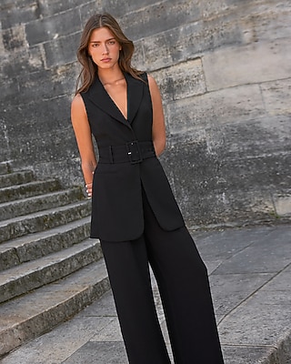 Long Belted Blazer Vest