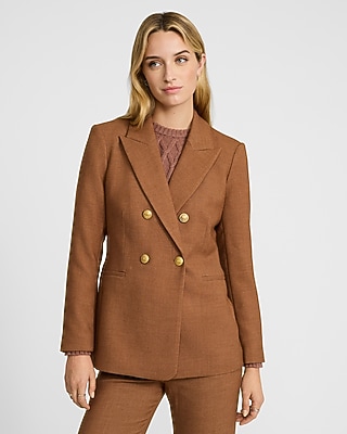 Flannel Double Breasted Long Slim Blazer