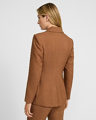 Flannel Double Breasted Long Slim Blazer