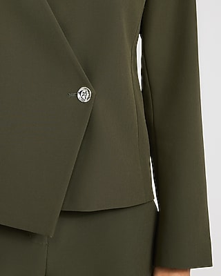 Signature Stretch Asymmetrical Collarless One Button Blazer - image 2