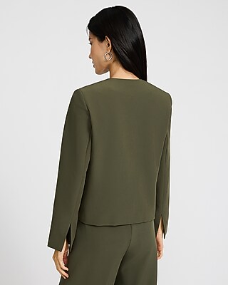 Signature Stretch Asymmetrical Collarless One Button Blazer - image 3