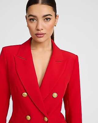 Signature Stretch Double Breasted Long Slim Blazer - image 2