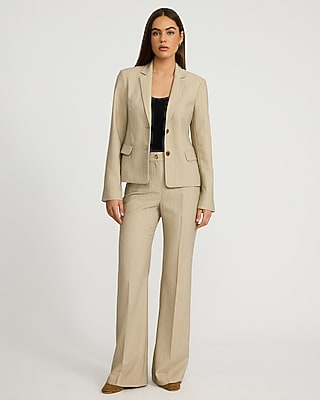Editor Striped Fitted Two Button Blazer