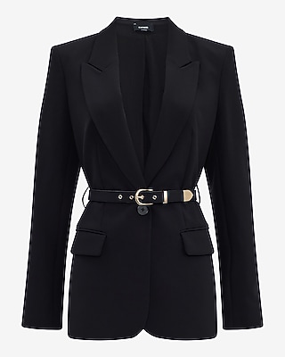 Studio Stretch Twill Fitted Belted Blazer