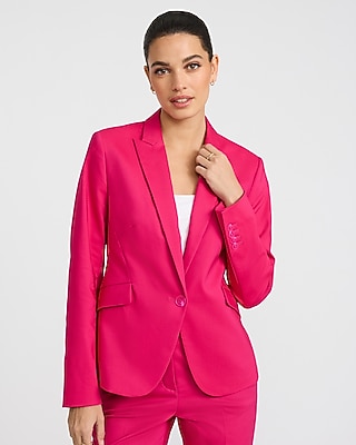 Editor Stretch Cotton Fitted One Button Blazer