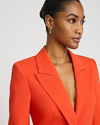 Stretch Cotton Long Slim Blazer