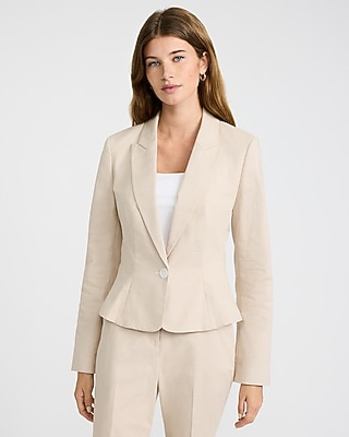 Mini Houndstooth Stretch One Button Peplum Blazer