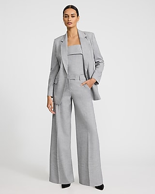 Textured Twill One Button Cinched Boyfriend Blazer