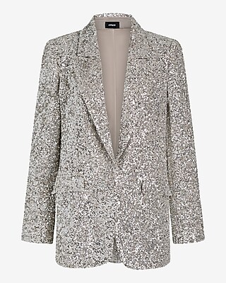 Sequin One Button Boyfriend Blazer - image 5