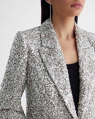 Sequin One Button Boyfriend Blazer - image 3