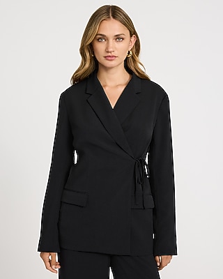 Notched Collar Wrap Tie Blazer | Express