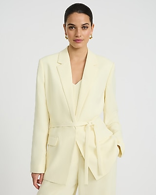 Textured Twill Relaxed Tie Waist Blazer - image 2