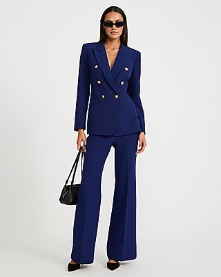Double Breasted Novelty Button Blazer Studio Stretch Twill