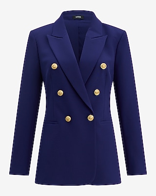 Double Breasted Novelty Button Blazer Studio Stretch Twill