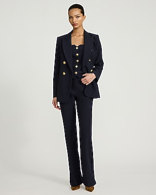 Studio Stretch Twill Double Breasted Novelty Button Blazer
