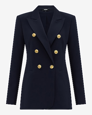 Studio Stretch Twill Double Breasted Novelty Button Blazer