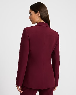 Long Slim Novelty Button Utility Blazer Signature Stretch