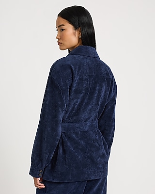 Corduroy Button Front Belted Jacket