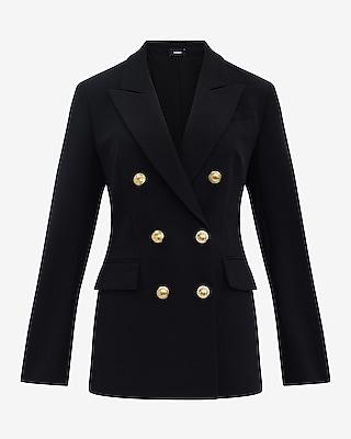 Studio Stretch Twill Double Breasted Novelty Button Blazer