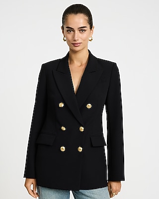 Studio Stretch Twill Double Breasted Novelty Button Blazer | Express