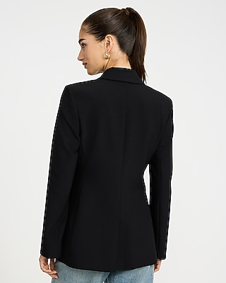 Studio Stretch Twill Double Breasted Novelty Button Blazer